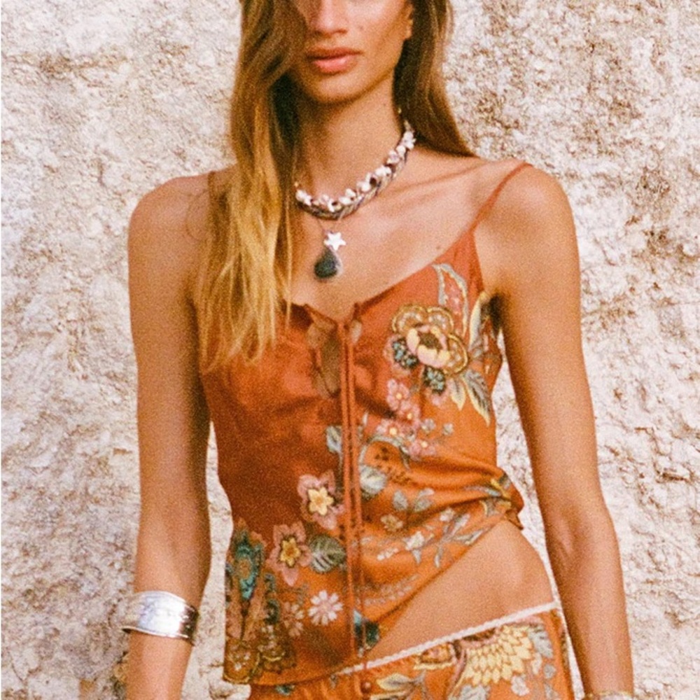 Floral Embroidered Brown Top